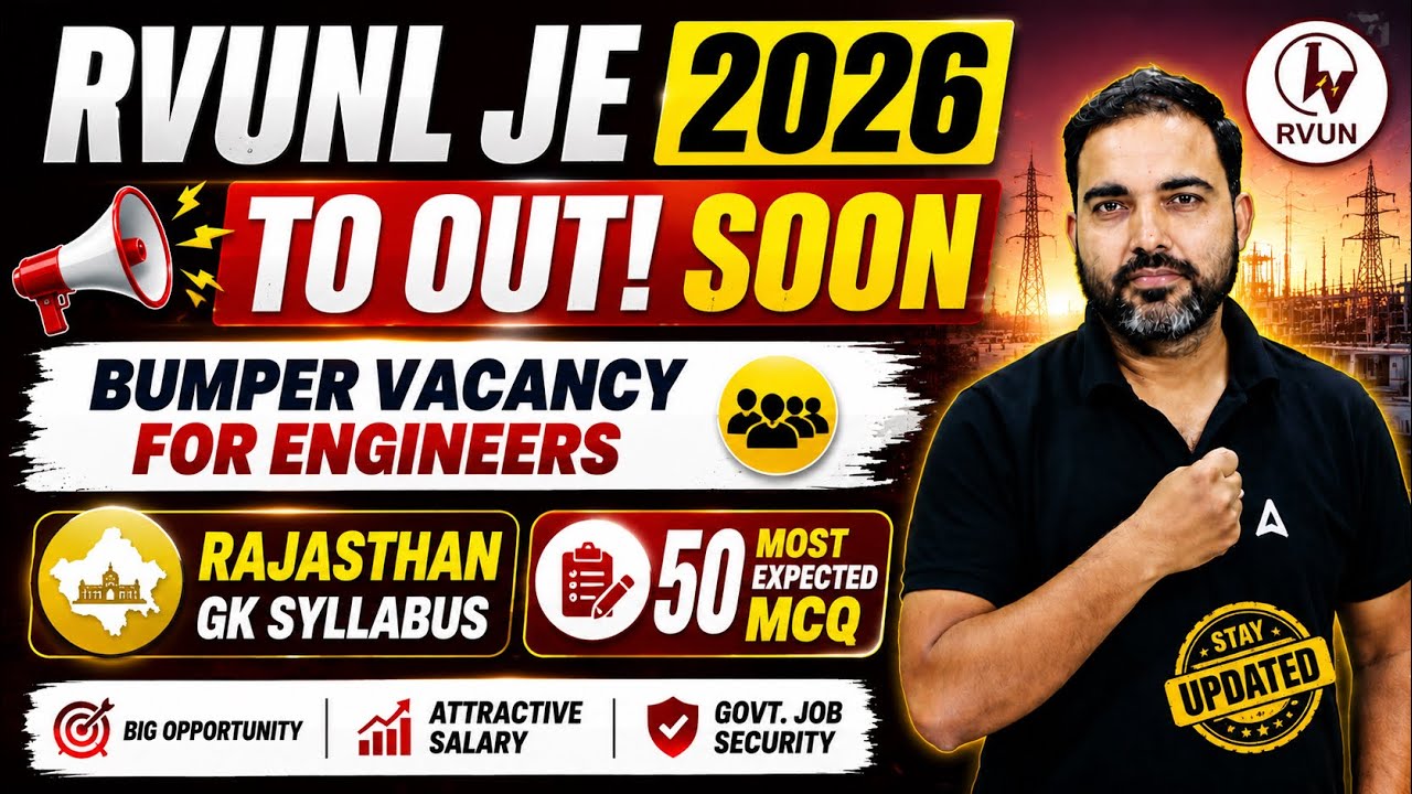 RVUNL JE Vacancy 2026 | RVUNL JE Notification 2026 Update | RVUNL JE Rajasthan GK MCQ | By Rahul Sir