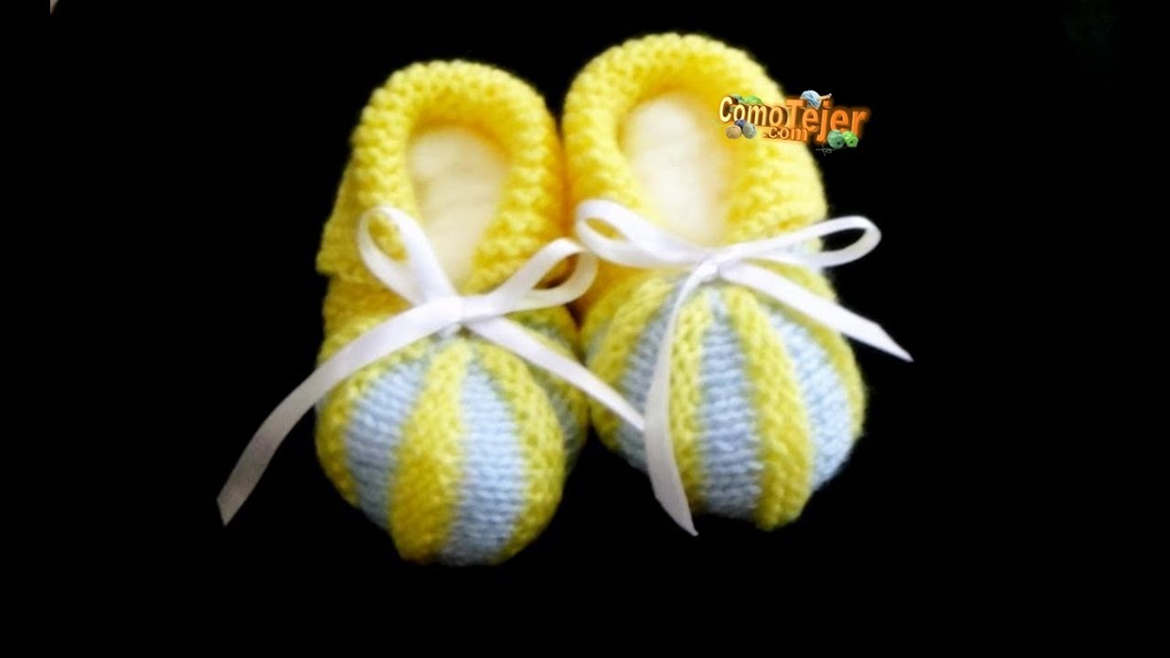 Cómo Tejer Patines.Patucos. How to Knit Baby Booties 2 agujas, tricot, palitos (292)