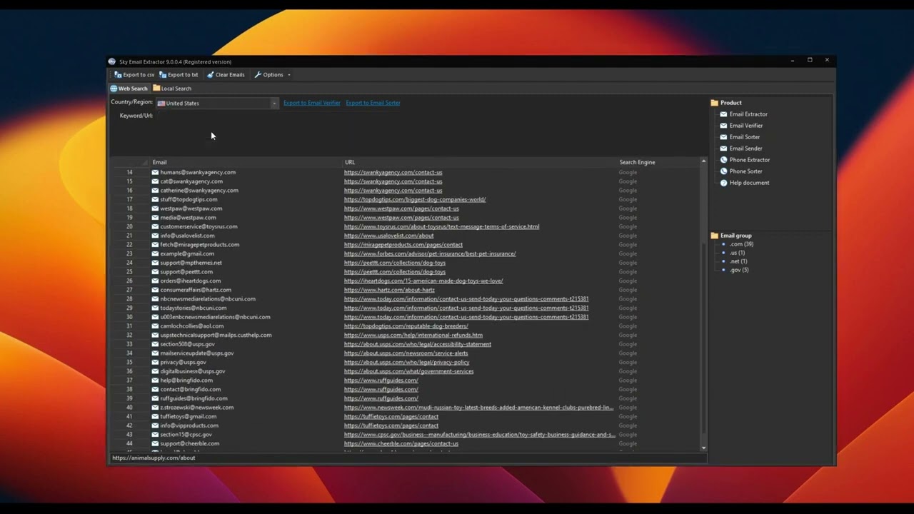 Sky Email Extractor