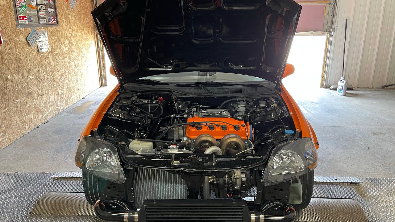 D16Y8 EK Honda Civic Turbo Dyno Tuning Hondata S300 Cx Racing Turbocharger Single Cam D16 D Series
