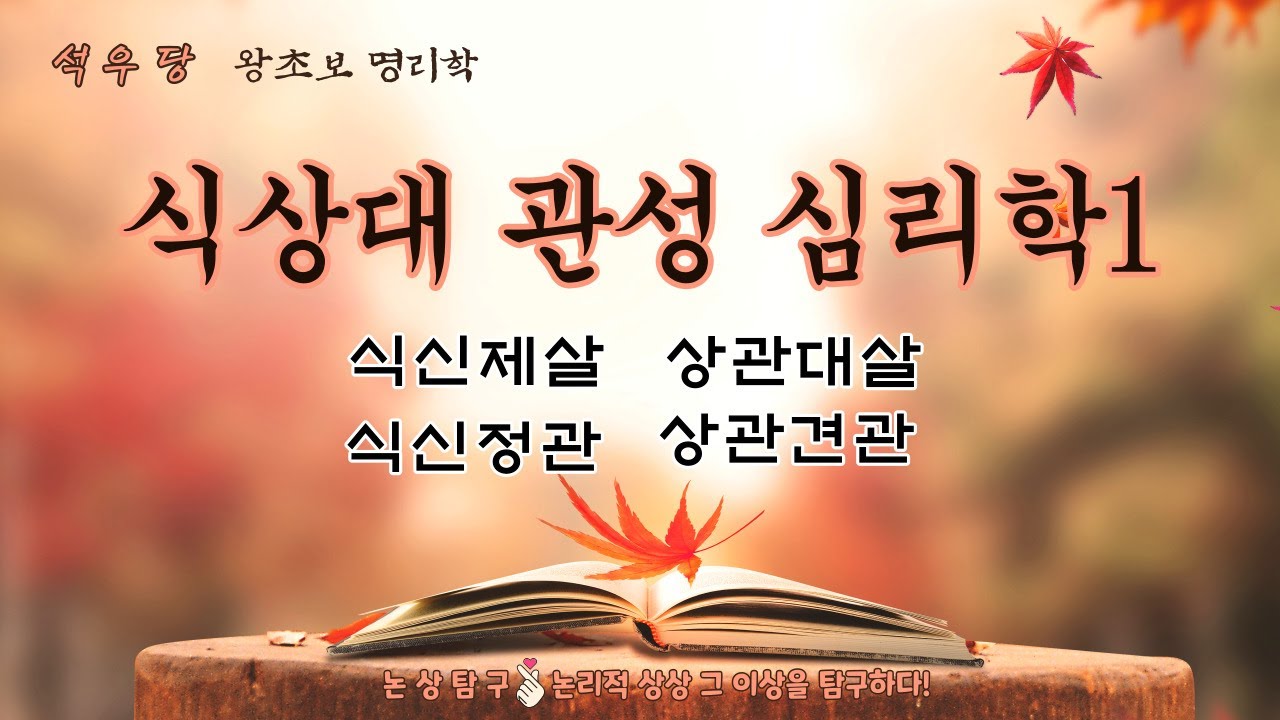 식상대 관성 심리학(석우당 왕초보 명리학)