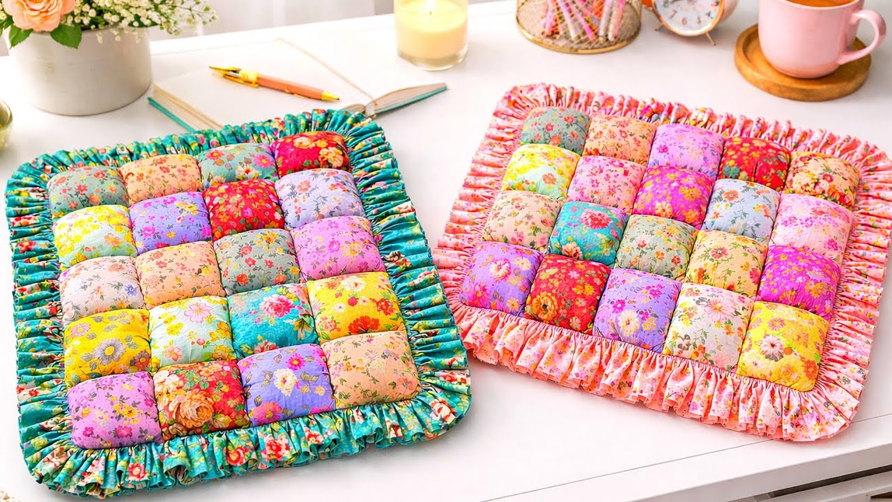 Amazing! Turning Fabric Scraps into Puffy Patchwork Cushions