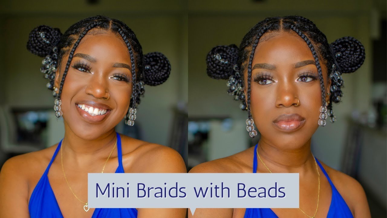 Mini Braids with Beads on Natural Hair (Length Retention Style)