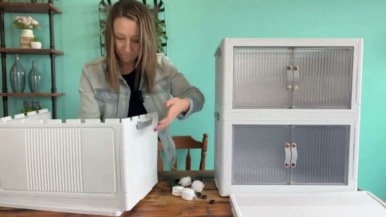 Joybos® Aufbewahrungsbox mit Deckel und Rädern, Stapelbar und zusammenklappbar, Weiß