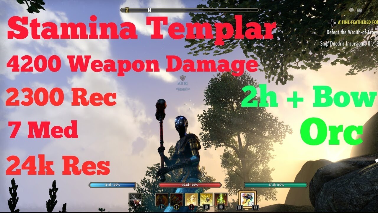 ESO - Stamina Templar ( Stamplar )  PVP 2h + Bow Build Clockwork City / Dragon Bone Patch