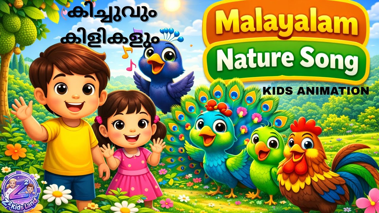 കിച്ചുവും കിളികളും- KICHUVUM KILIKALUM - KIDS NATURE ANIMATION SONG. nursery song for kids