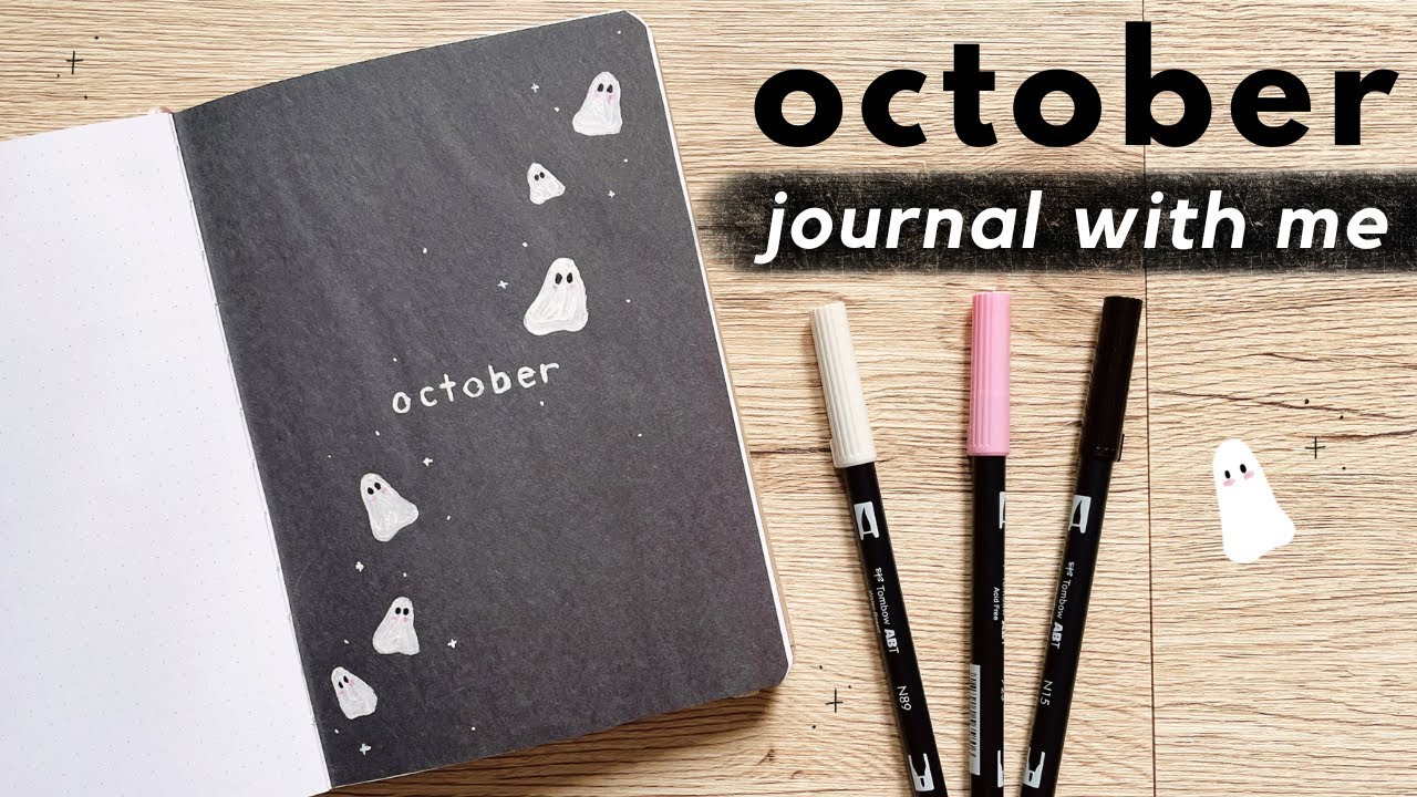 BULLET JOURNAL SETUP | october 2023 👻🖤 (black and white ghost theme)
