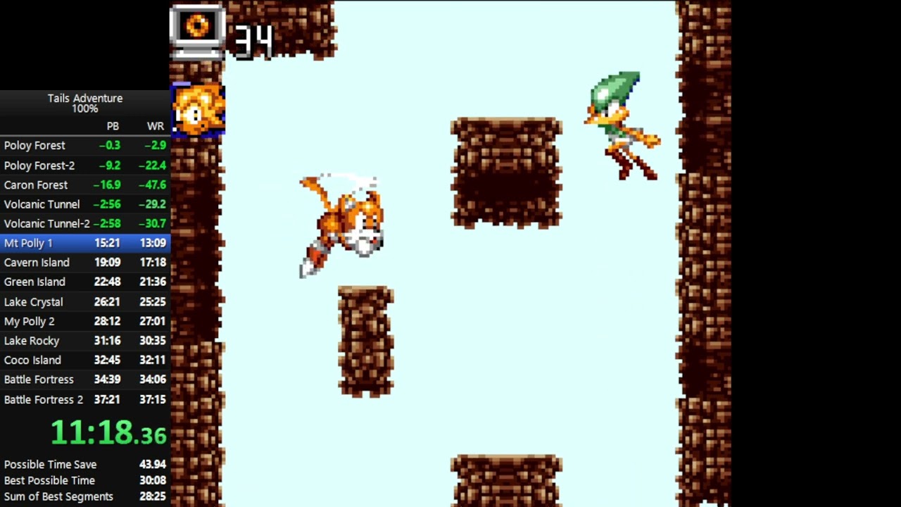 Tails Adventures 100% Speedrun in 33:19 [Current World Record]