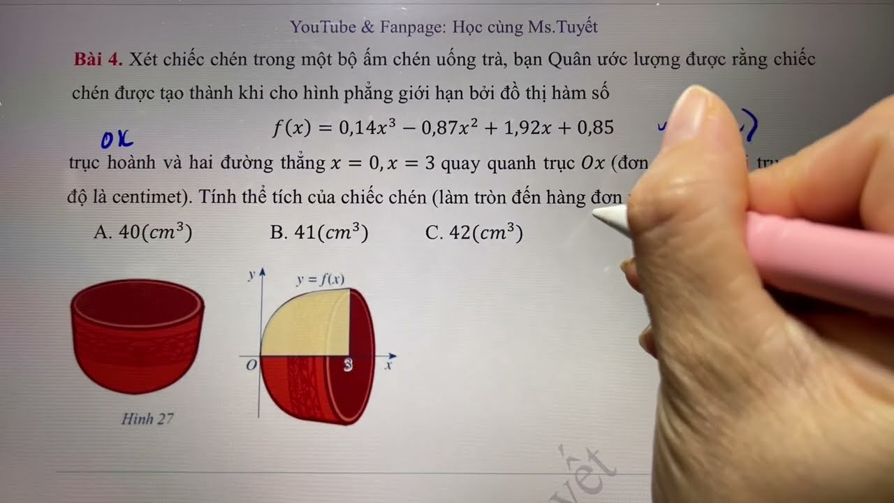 Toán 12.CĐ4. Ứng dụng THỰC TẾ tích phân tính THỂ TÍCH V - toán thực tế