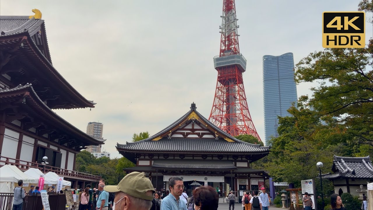 [Tokyo, Japan] Day Walk Around Zojoji Temple & Tokyo Tower &ndash; Tokyo Minato Festival Crowds [4K HDR]