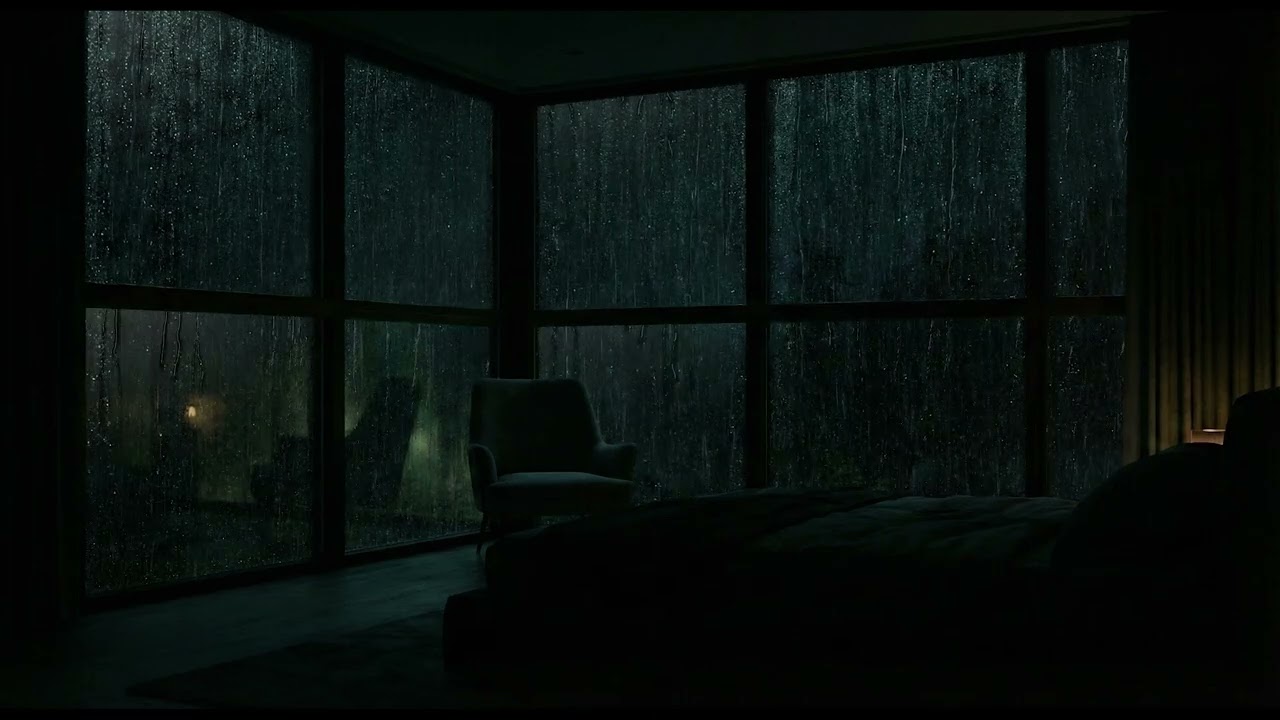 Rain Outside the Window at Night 🌧 Dark Cozy Bedroom Ambience (No Music)