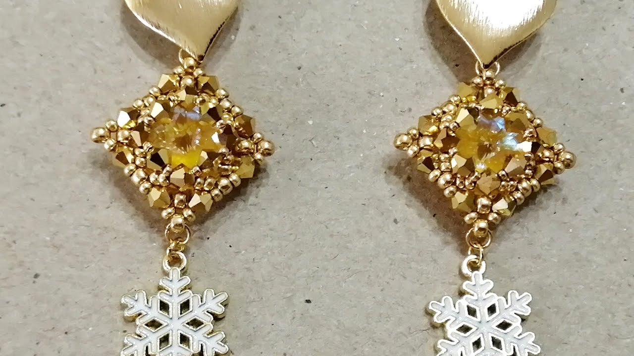 DIY Come fare un orecchino con cristalli e rocaille - Tutorial Orecchini Fiocco di Neve ❄️
