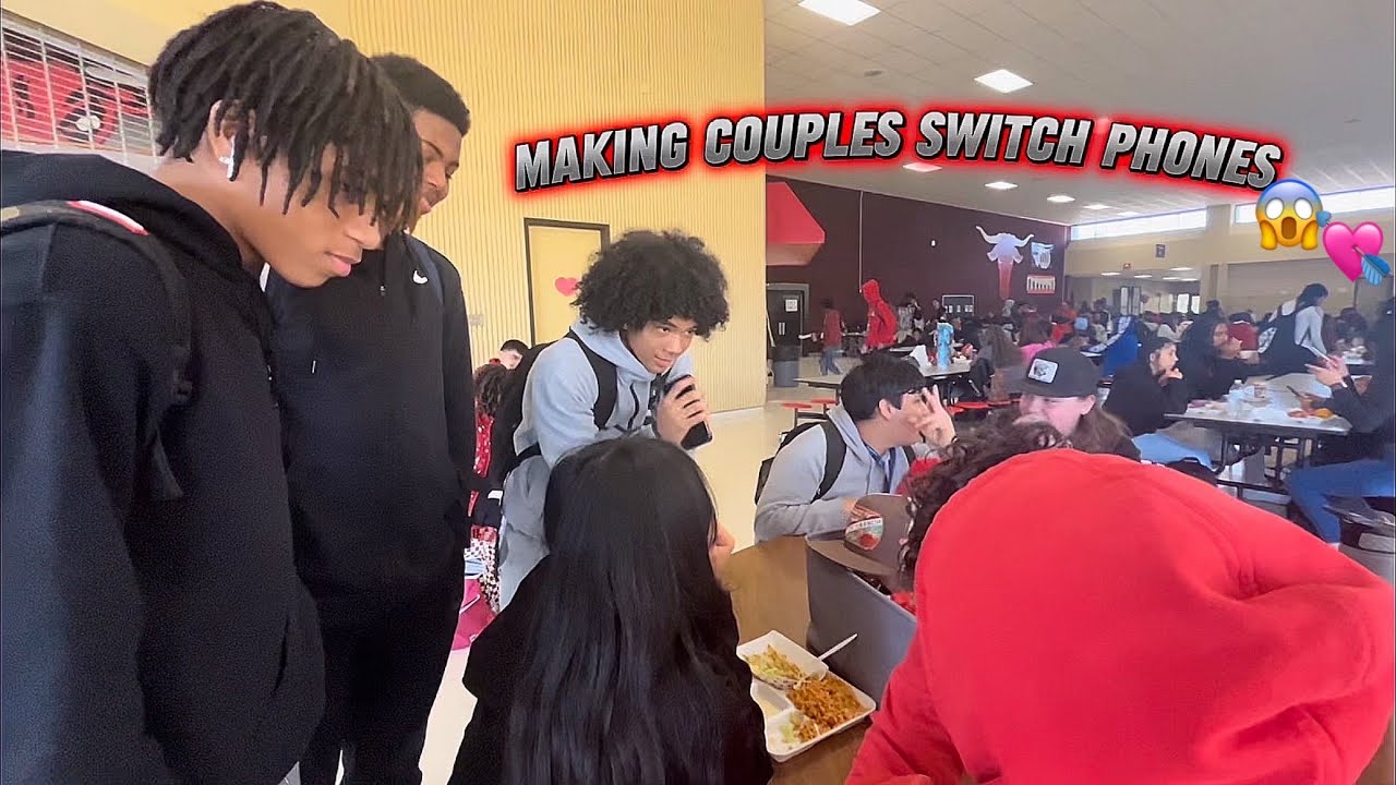 making couples switch phones on valentine's day 💘 | high school edition 📚