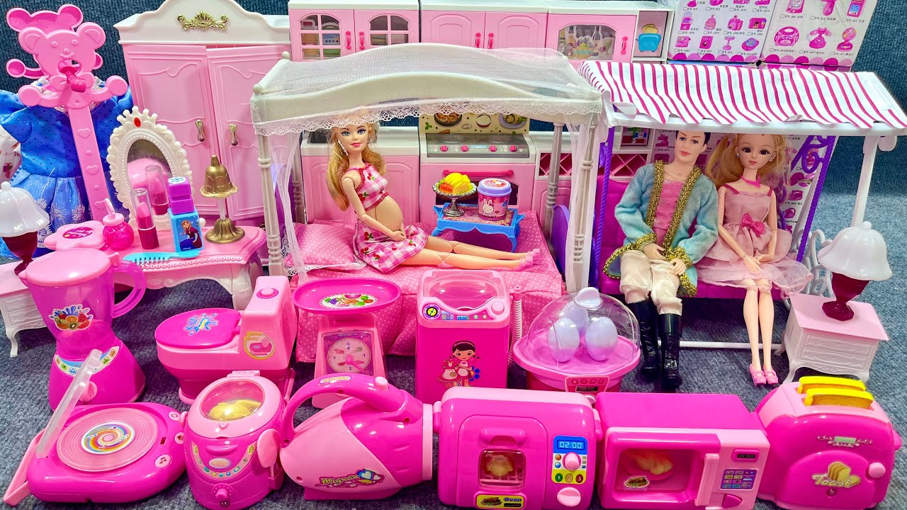 13 Satisfying with Unboxing Barbie Princess Pink House, Rock Bed Play Set Review Toys | ASMR