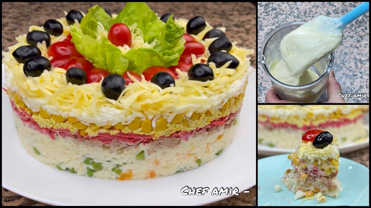 لن تشتري مايونيز بعد الان 😍! مايونيز احسن من الجاهزة للسلطات + سلطة راقية للضيوف ،، لاتفوتكم