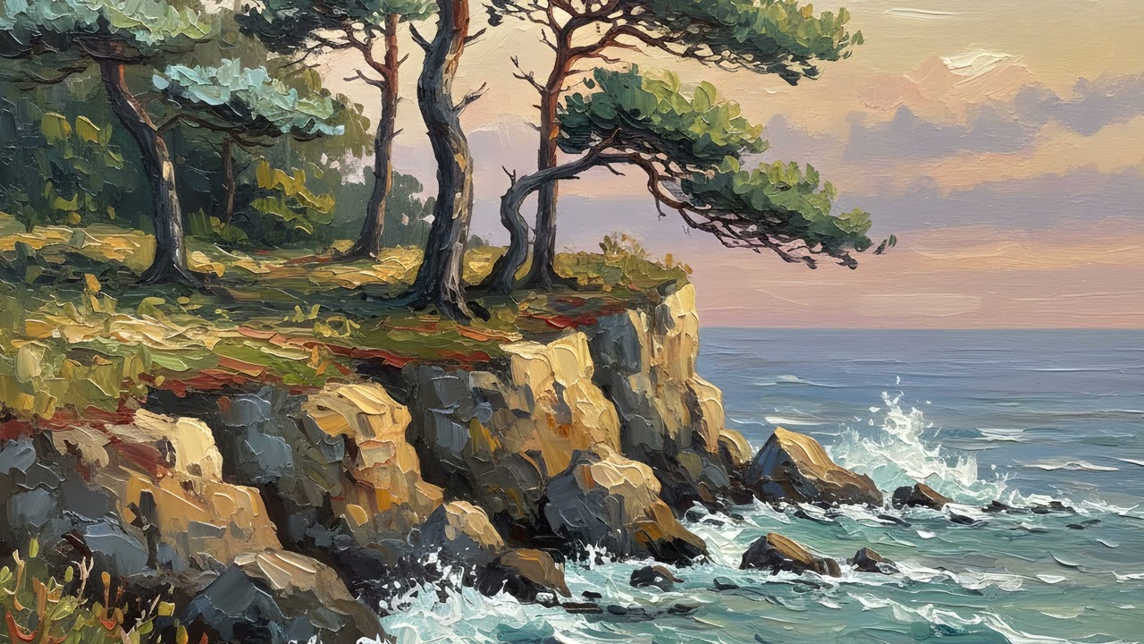 Seaside TV Art UHD Silent Screensaver | 2 Hours Background | 1 Oil Painting Nature TV Wallpaper
