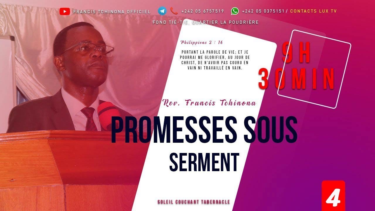MARC 16 AVEC LE PASTEUR FRANCIS TCHINONA | DIMANCHE 12.09.2021 | SOLEIL COUCHANT TABERNACLE P/N