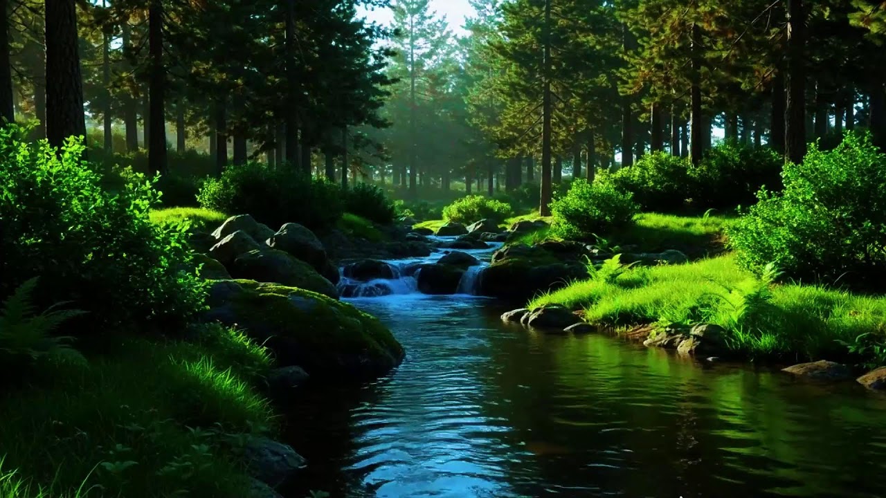 Serene Water Stream with Bird Sounds Ambience for Mental Clarity