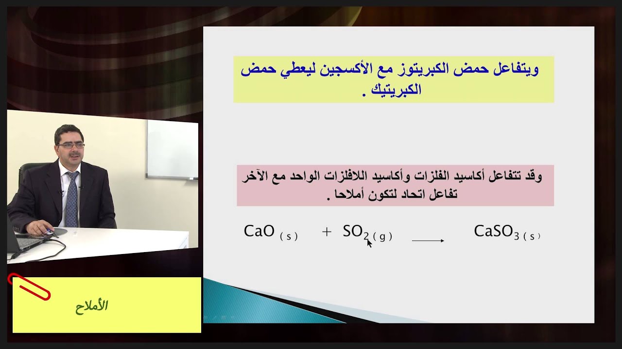 الكيمياء - الصف الحادى عشر - انواع التفاعلات الكيميائية