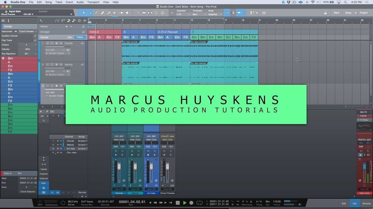 Pre-Production Workflow Tips In PreSonus Studio One