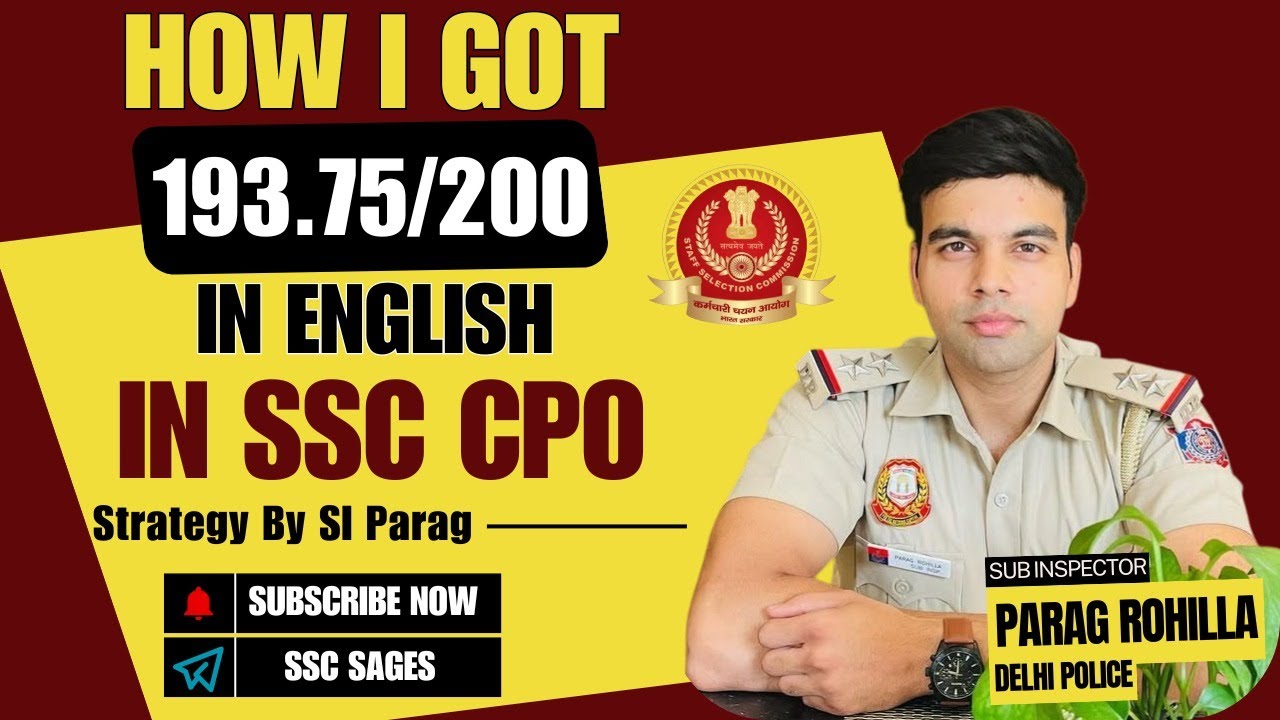 How I Got 193.75/200 In English | SI Parag Rohilla SSC CPO 2025 Full English Strategy