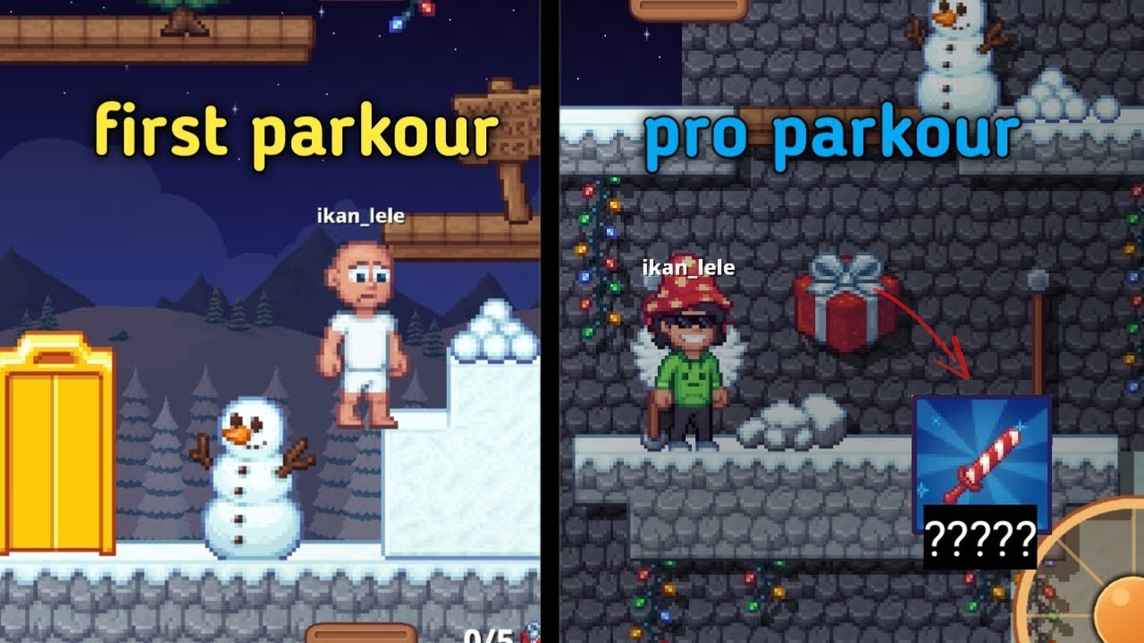 winter event sudah datang, dan ku lansung bisa pakour di crystal realms