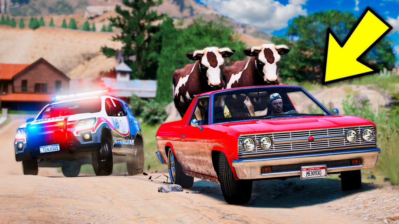 LADRÃO TENTOU ROUBAR AS VACAS NA FAZENDA MAS A FORÇA TÁTICA FOI ATRÁS NO GTA 5 (INSANO)