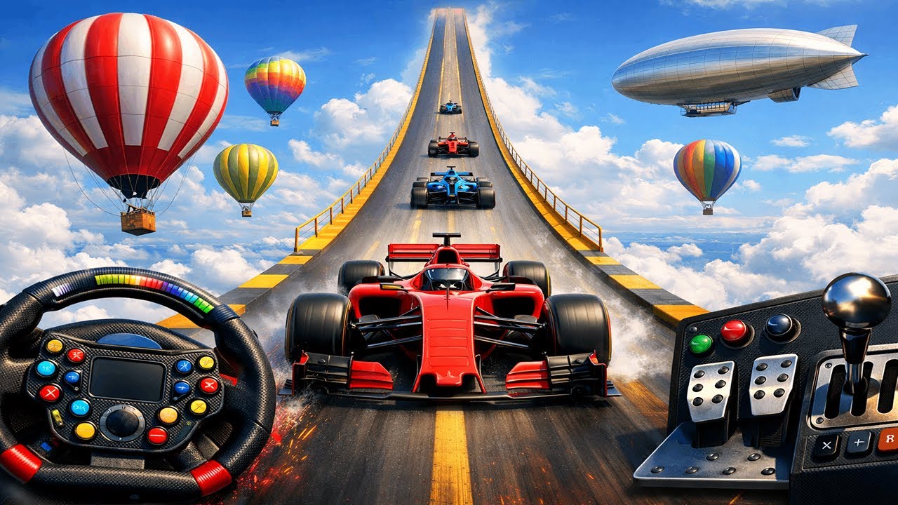FORMULA CAR MEGA RAMP STUNTS | GT MASTER F1 RAMP RACING | IMPOSSIBLE CAR STUNT CHALLENGE P35