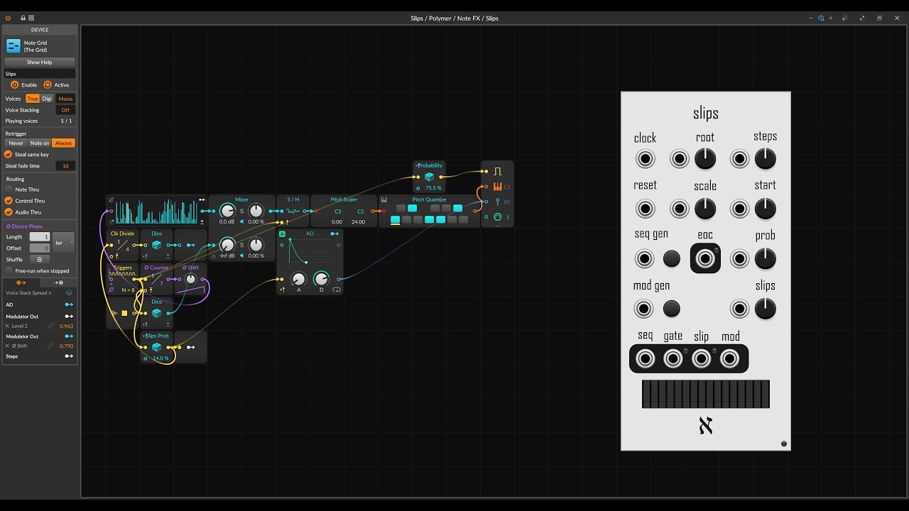Building a simple Generative Sequencing setup in Bitwig's Grid