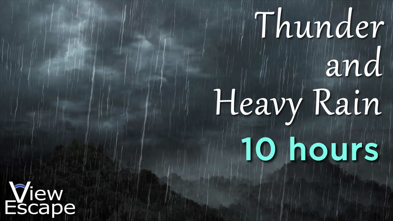 Thunder and Heavy Rain Sound | Wide Stereo 24bit Audio | ASMR White Noise Rain and Thunder, 10 HOURS
