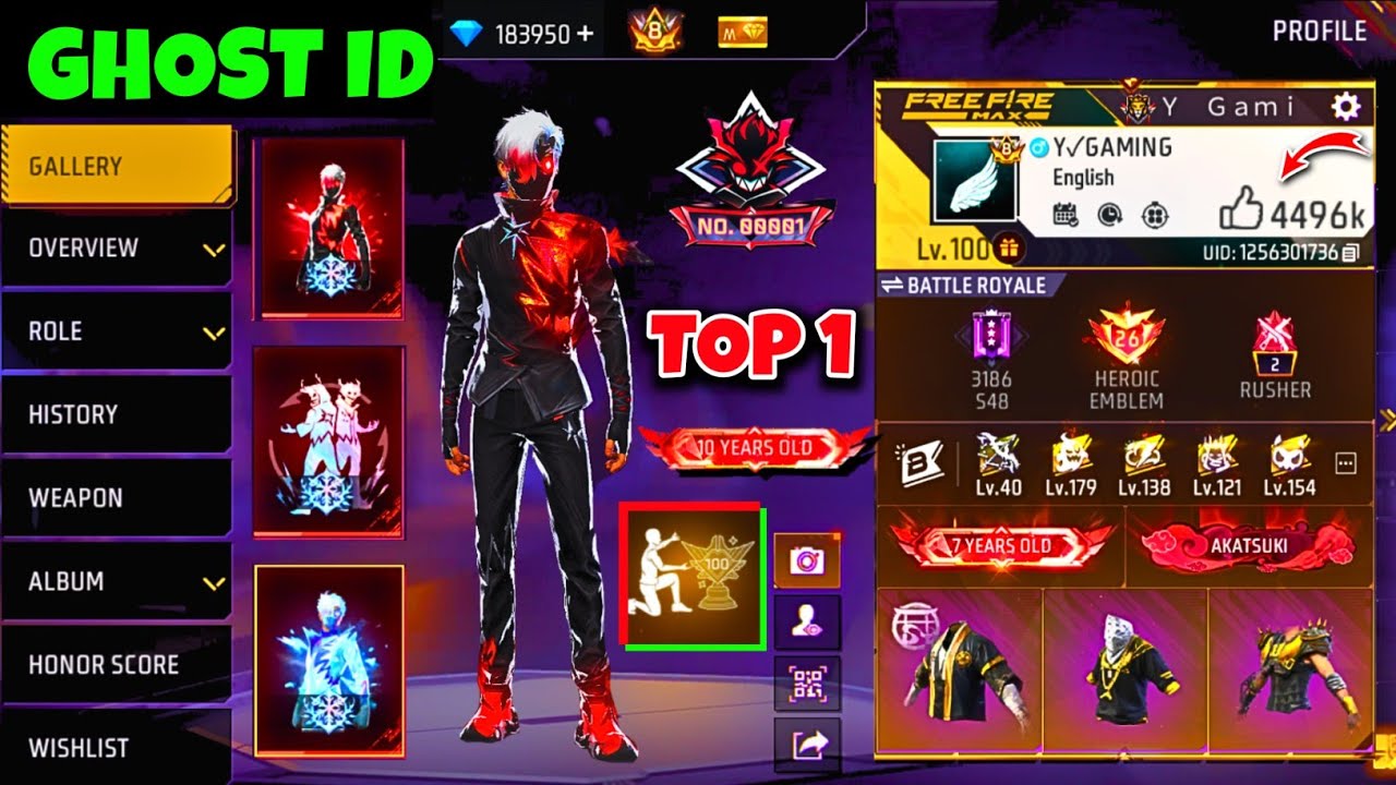 TOP 1 Rare UID इंडिया 🇮🇳 SERVER 😱 Ye Kaisa Ghost Id देख लिया 👿 Garena Free Fire 🔥 Y GAMING