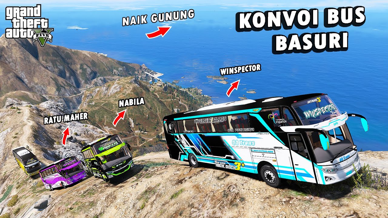 KONVOI BUS FULL BASURI Naik Ke PUNCAK GUNUNG TERTINGGI di GTA 5