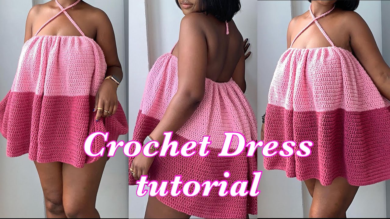 How to crochet a simple summer dress || Mihankushea #crochetdress #summercrochet
