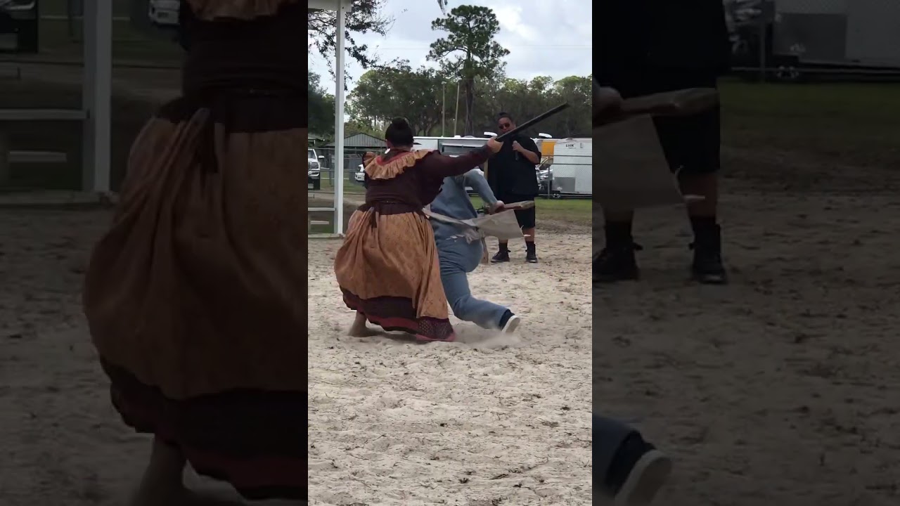 Seminole Woman Reenactment of Fighting a Soldier @Brighton Reservation #shorts