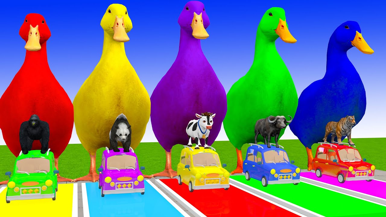 Long Slide Game with Cow Elephant Gorilla Hippopotamus Tiger 3d Animal Game Funny 3d Animals
