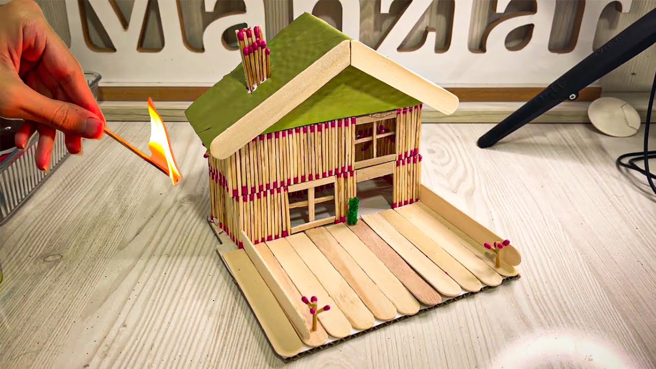 Match House Fire | I made a country Matchsticks House and Fire it!