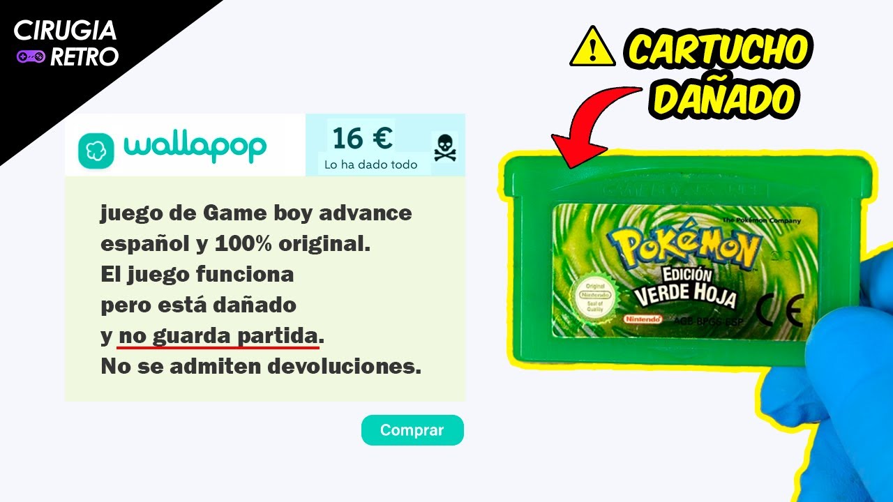 Cartucho de Pokemon Verde Hoja dañado y no graba partidas / Mapa de continuidad / Wallapop