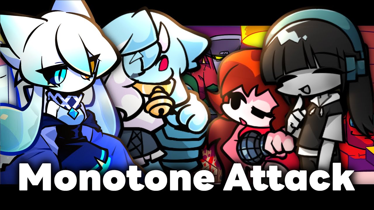 Monotone Attack - But Claire & Xiel. & GF & Shikumiro sings it [ Friday Night Funkin' × Impostor ]