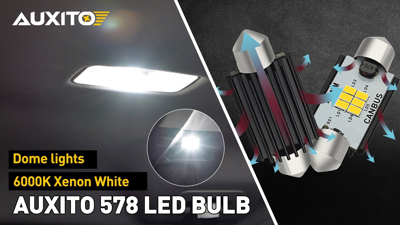 AUXITO 578 LED Bulb 211-2 Error Free 212-2 41MM 42MM Festoon LED Bulbs