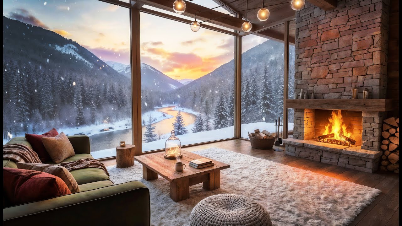 Cozy Fireplace & Snow Ambience ❄️ Smooth Jazz (2+ Hours) for Ultimate Focus, Sleep & Relaxation (4K)