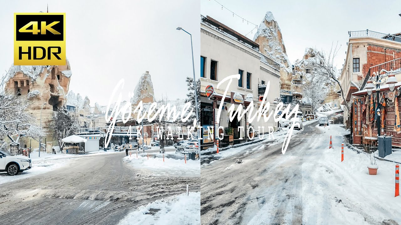 Snow in Göreme, Turkey | Göreme Walking Tour | 4K HDR