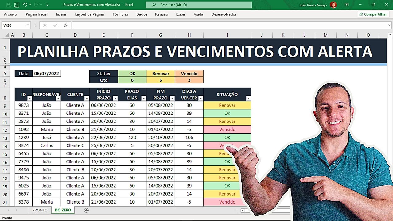 Como Fazer Planilha no Excel com Prazos e Vencimentos com Alertas | Baixar Grátis