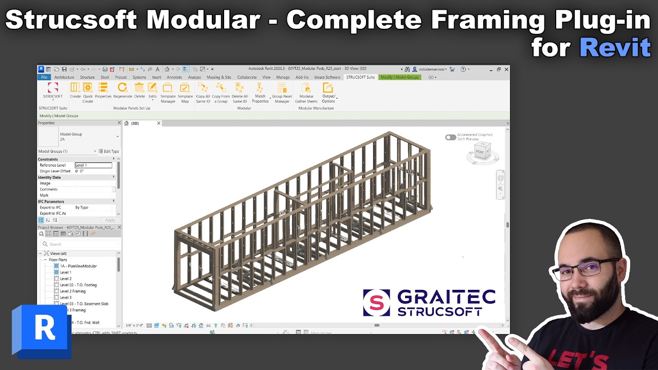 Учебное пособие по плагину Strucsoft для создания каркасных конструкций в Revit.