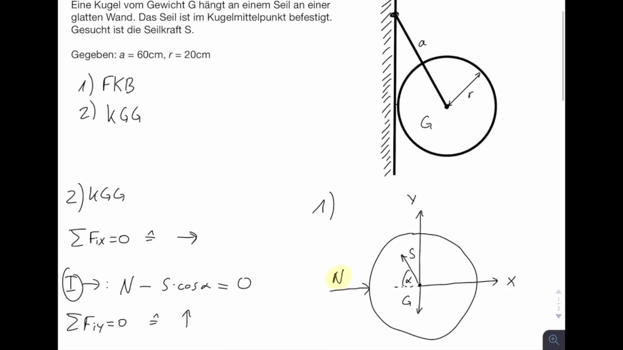 Technische Mechanik 1 | Gleichgewicht, Freikörperbild | Aufgabe 1
