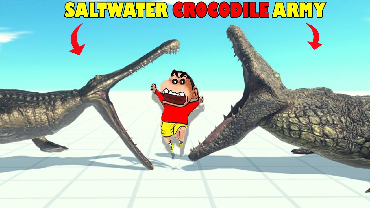 50 SALTWATER CROCODILE vs EVERY UNIT | SHINCHAN and CHOP fight DINOSAURS😱|😂Funny game ARBS in Hindi