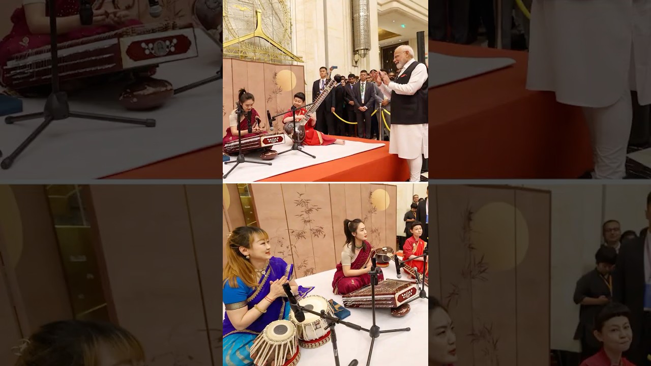 PM Modi welcomed with a special Vande Mataram performance in China | #shorts