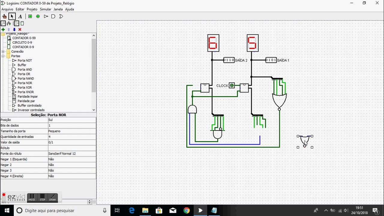 LOGISIM - TUTORIAL - Super fácil CONTADOR 01 até 12 e 00 até 23