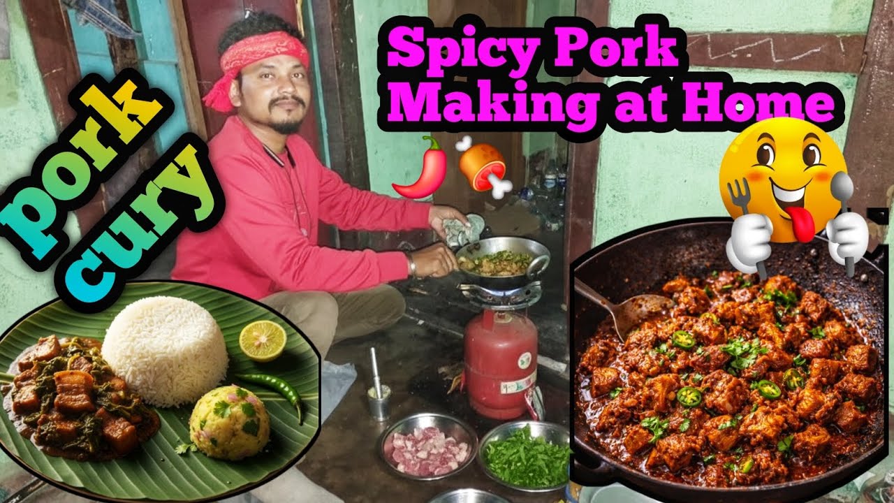 🥩 Spicy Pork Making at Home 🌶️🍖