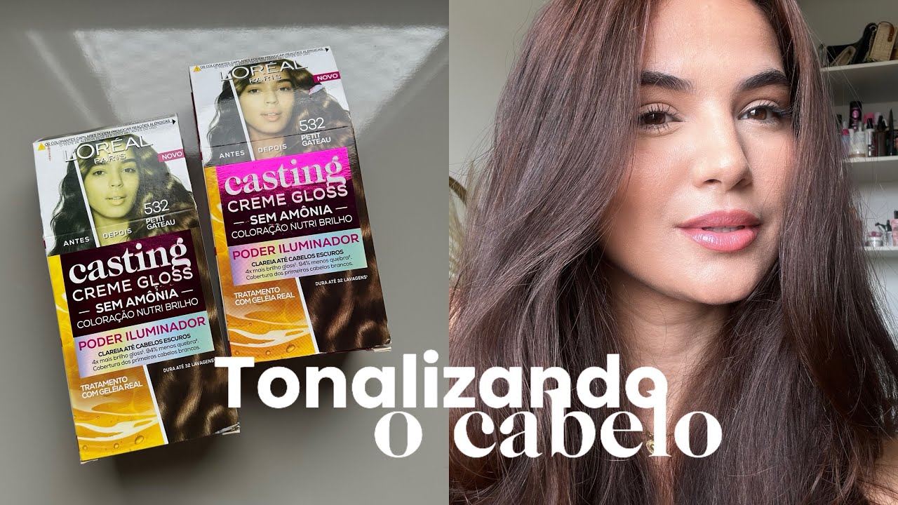 PINTANDO O CABELO SOZINHA EM CASA - Casting creme gloss 532 Petit gateau 🤎
