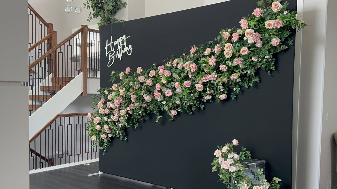 DIY - Black Fabric Panel Floral Backdrop